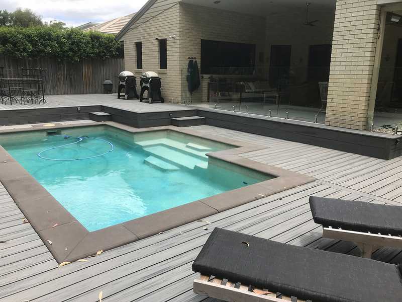 Multi level contemporary grey pool beck by DeKing Decks