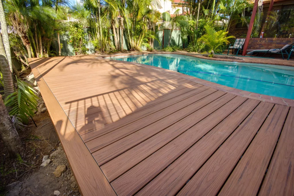 composite Pool decking in Brisbane installed by DeKing Decks