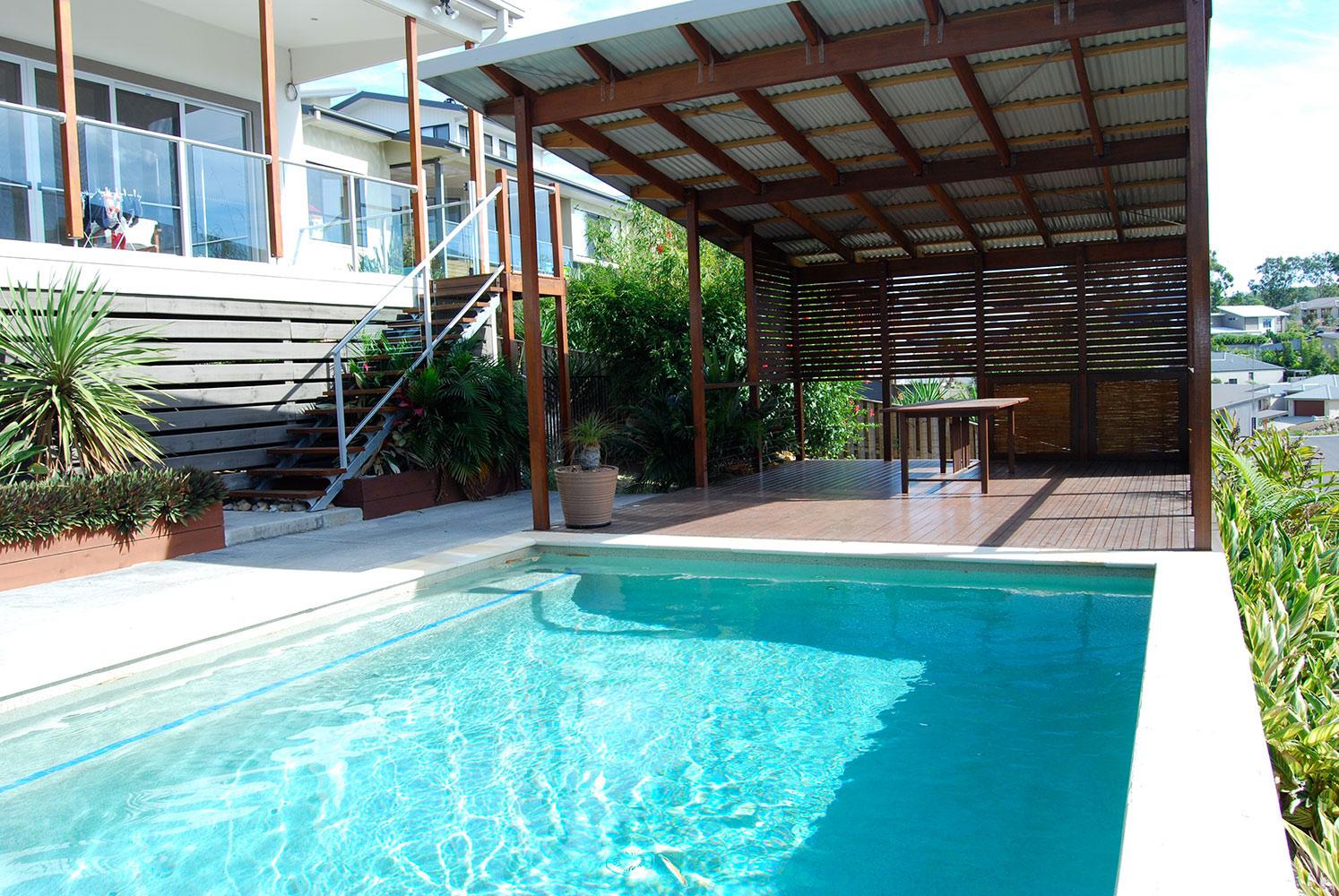 Pool Decking and single skin gazebo patio roofing Brisbane - DeKing Decks
