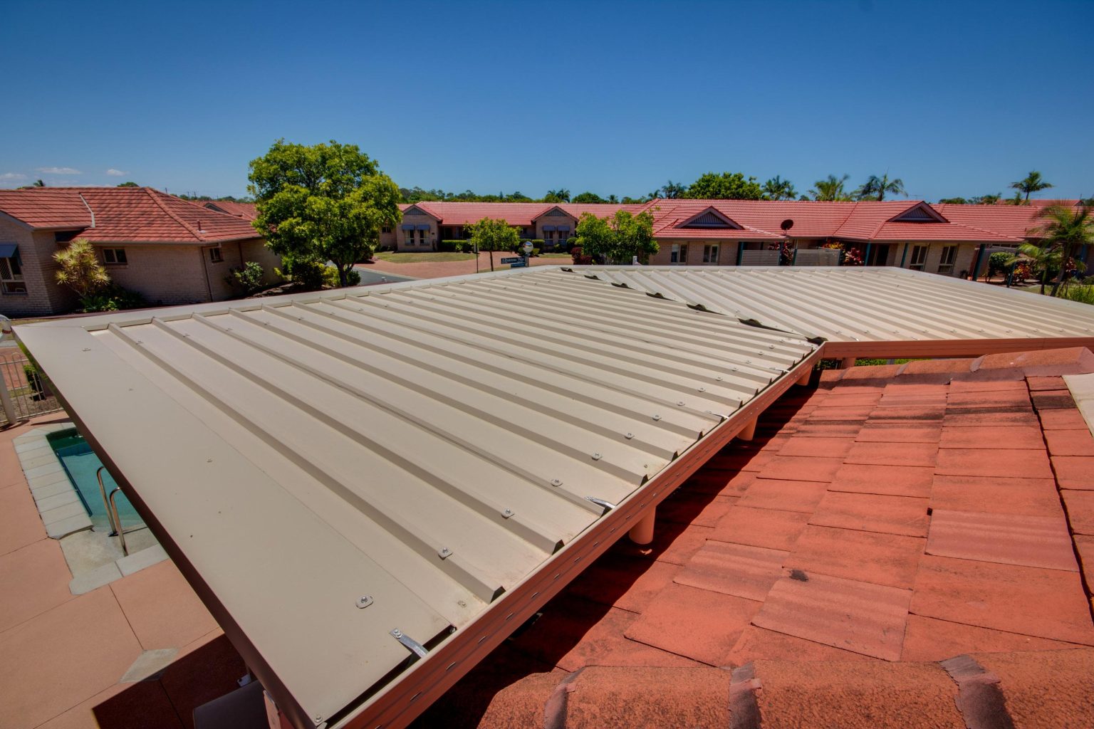 flyover patio roofing Brisbane - DeKing Decks