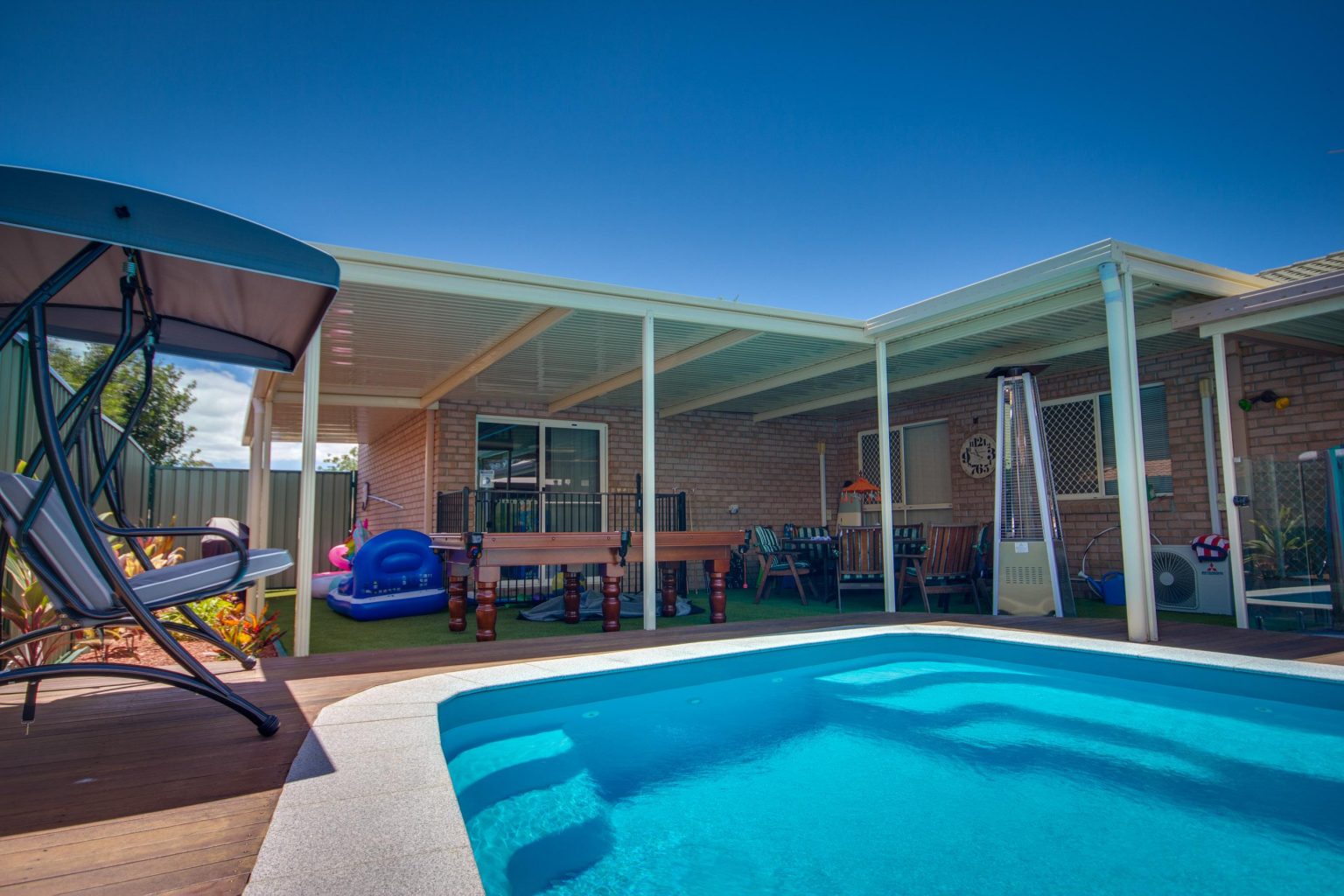 Pool Deck and patio roofing Brisbane - DeKing Decks